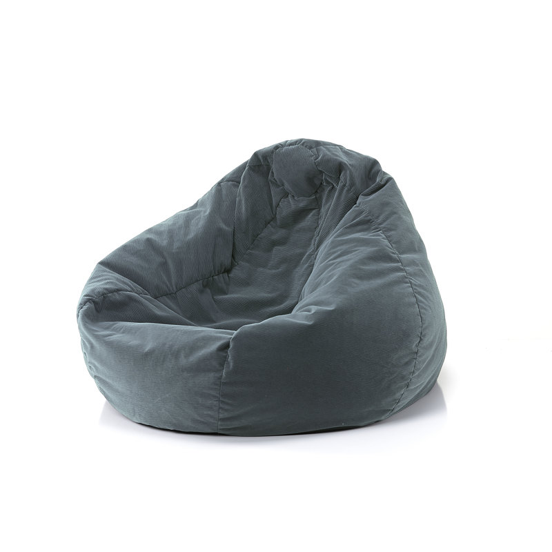 Fauteuil à billes classique Trule, Très très grand, Velours côtelé suède en microfibre bleu ciel