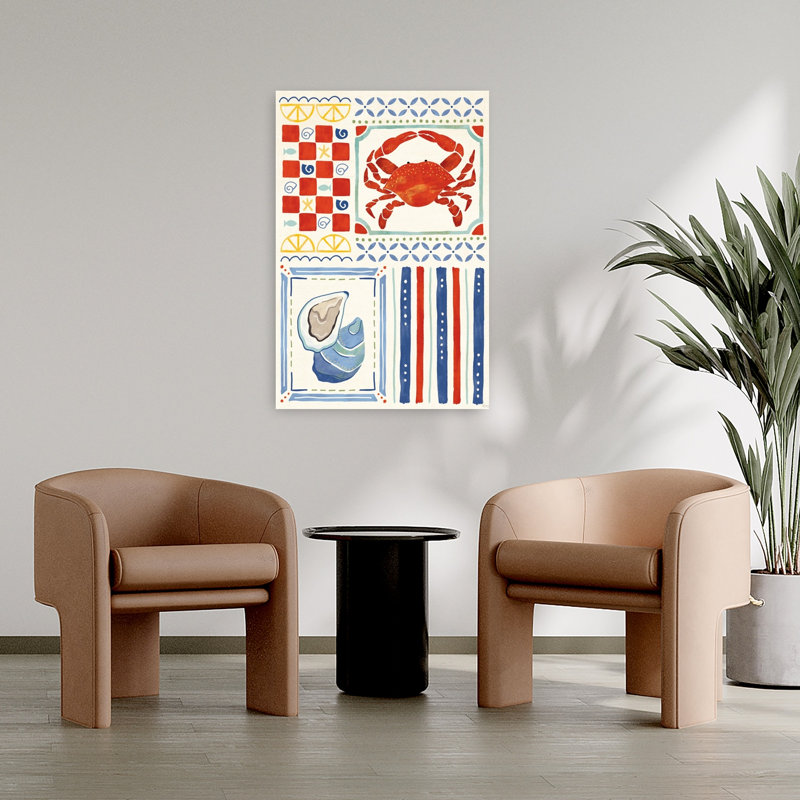 Coquillage coquillier social II, océan côtier, reproduction d'art mural, 36" H x 24" W