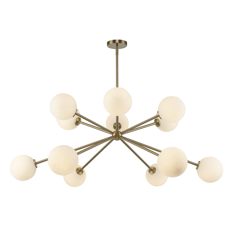 Luminaire suspendu Spoutnik 12 lumières Orabell, Or antique