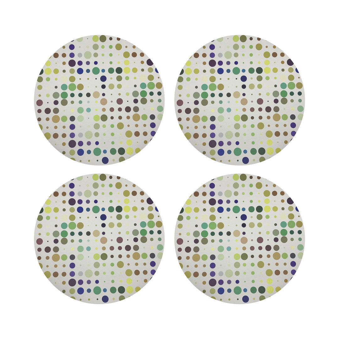 Mod Confetti Vegan Leather Round Pebble Placemat (Set of 4) Nicolette Mayer 