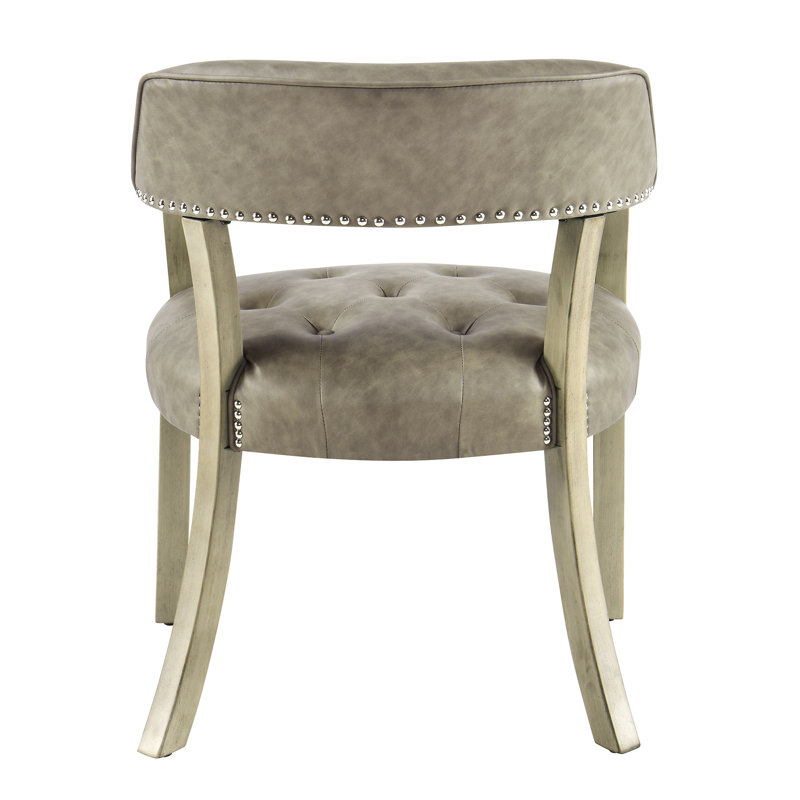 LUMERA Collection Tufted Arm Dining Chair Light Gray, Light Gray, Granite Green