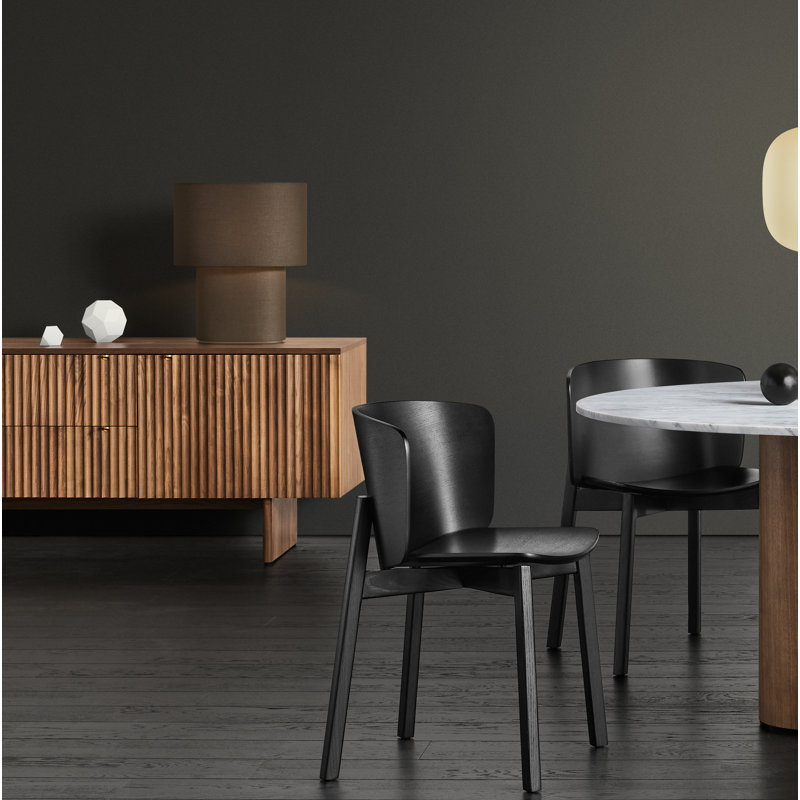 Buddy Dining Chair, Black on Oak