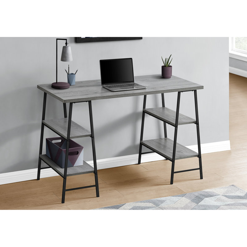 Bureau d'écriture stratifié gris, 29.82" H x 23.46" W x 47.41" D