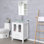  Ensemble de meuble-lavabo simple 24 po avec plateau en bois manufacturé, lavabo vasque en verre, robinet, drain