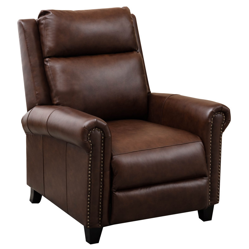 Fauteuil inclinable 33,5 po en cuir véritable, Cuir véritable galet brun foncé