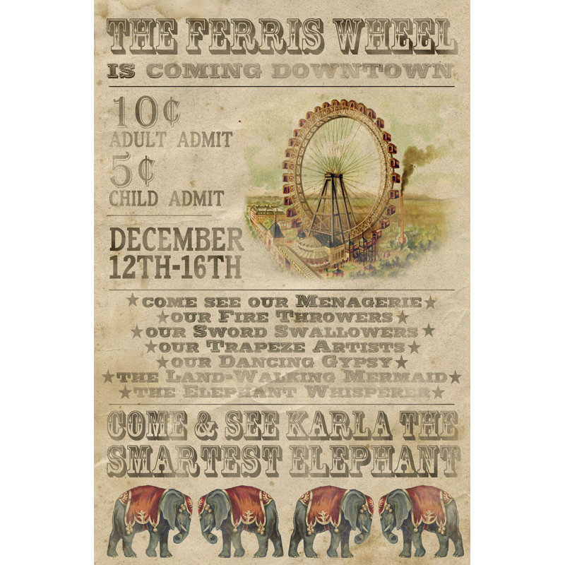 " Vintage Circus IV " by Grace Popp, 12" H x 8" W