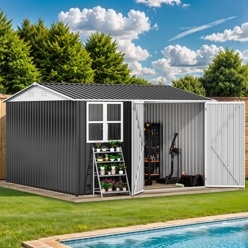 Remise de rangement en acier galvanisé, H 76 po x l 119 po x P 115 po