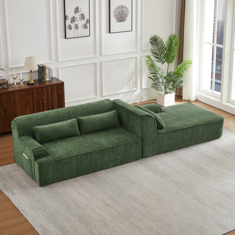 Canapé modulaire surdimensionné en L Chenille, design minimaliste, canapé-lit confortable pour les salons, les appartements et les espaces de réception