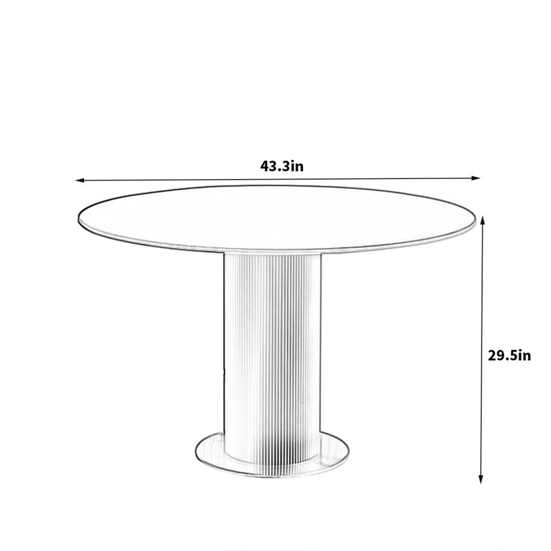Table de salle à manger Rock Plate, H 29,5 po x L 43,3 po x l 43,3 po
