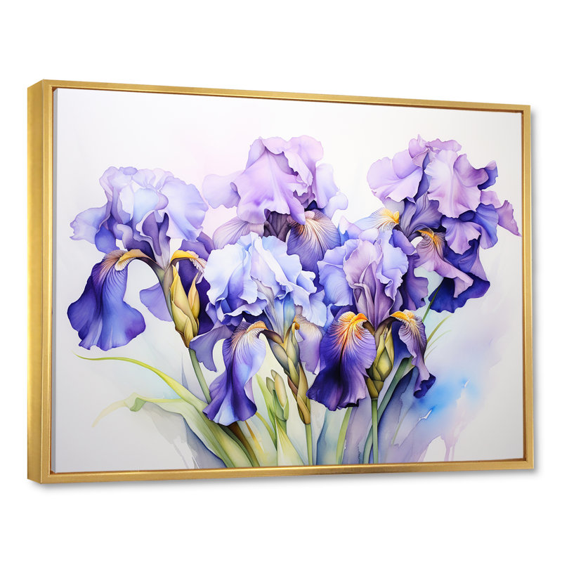 Mauve, iris, minimalisme, beauté, rêve - iris, art mural, Cadre flottant doré, 12" H x 20" W