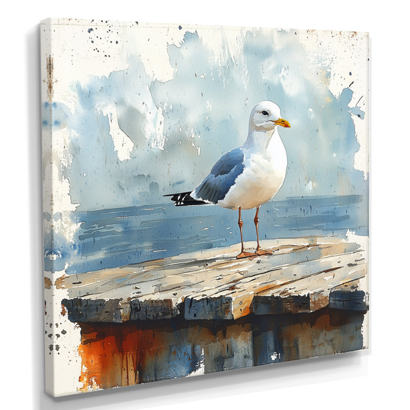 Avaleigh Seagull On The Dock II - oiseau, art mural, H 16 po x l 16 po, Toile tendue, Ne s’applique pas