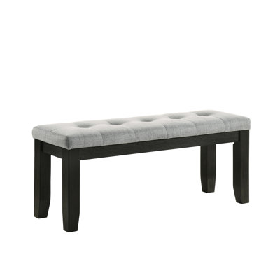 Contemporary Bench With Grey Upholstered Cushion And Tapered Wood Legs Rectangular Upholstery Legs, Furniture Accessory