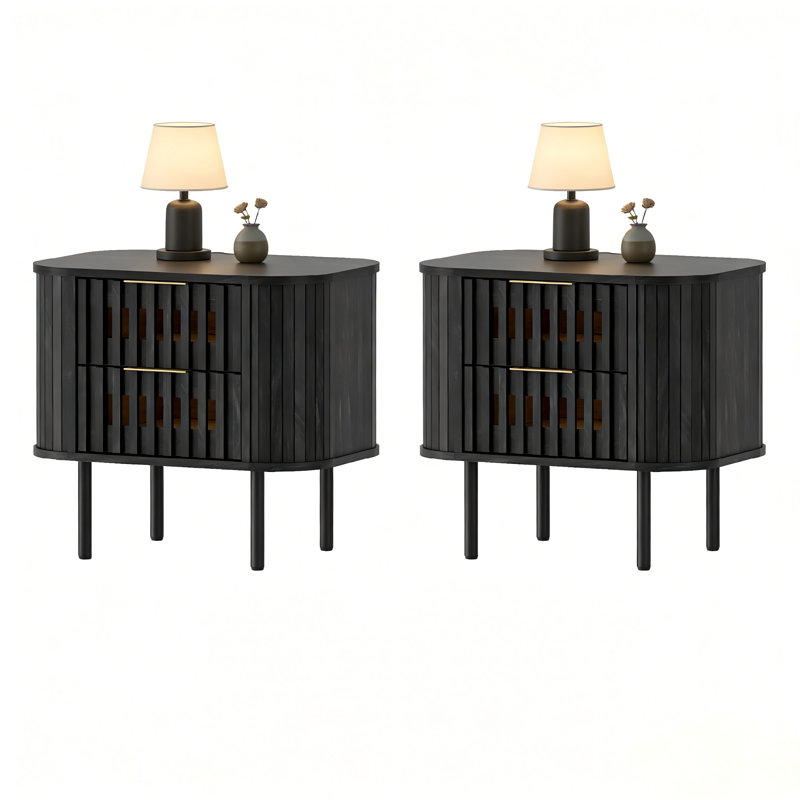 22.5 '' Fluted End Tables, Black