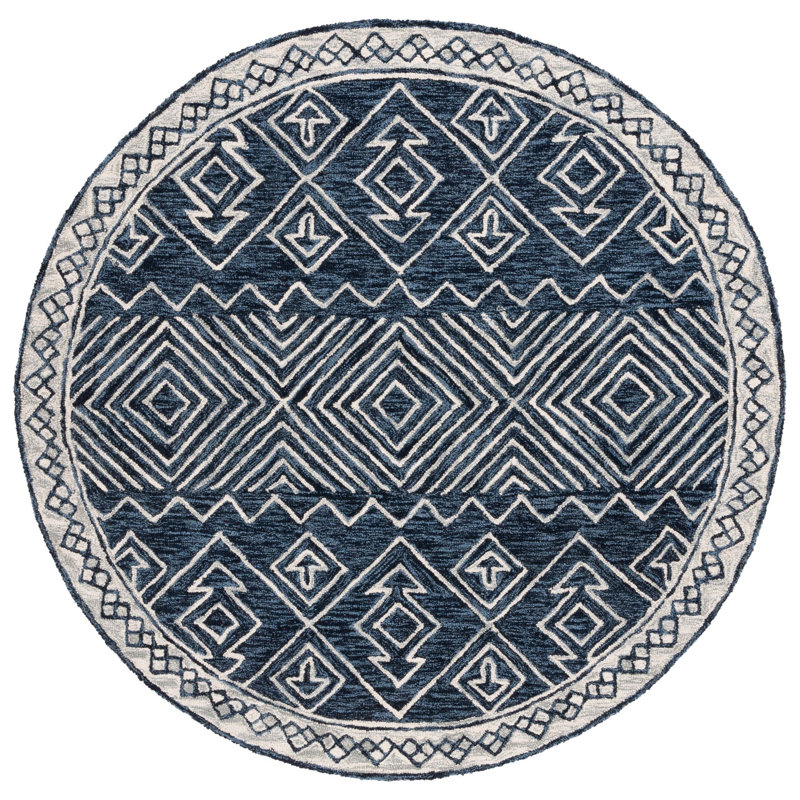 Metro Hand Tufted Wool And Cotton With Latex Southwestern Rug, Round 6'