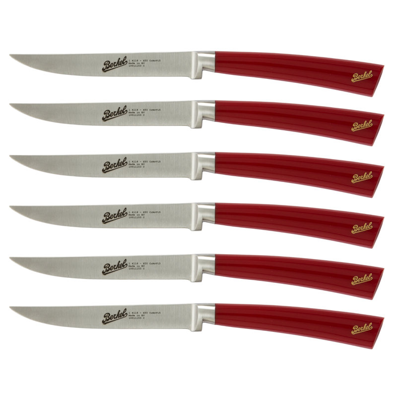 Elegance 6 - Piece Stainless Steel Steak Knife Set, Red