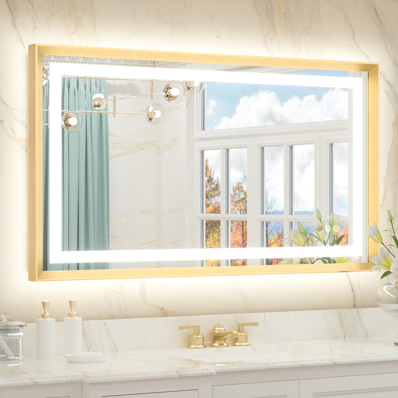 Miroir de salle de bain Dineen, Doré, 40 po x 24 po