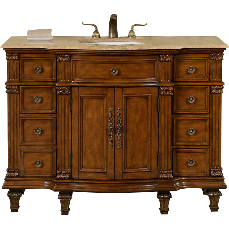 Albieris 48'' Single Bathroom Vanity with Top, Travertine
