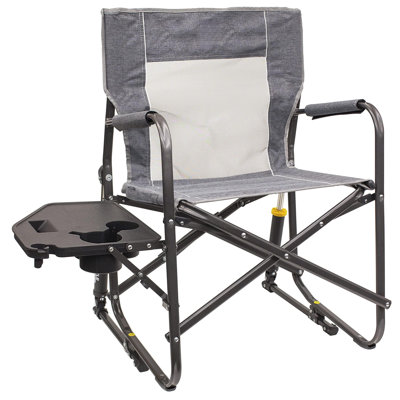Outdoor Freestyle Rocker Portable Folding Rocking Chair, Outdoor Camping Chair With Side Table