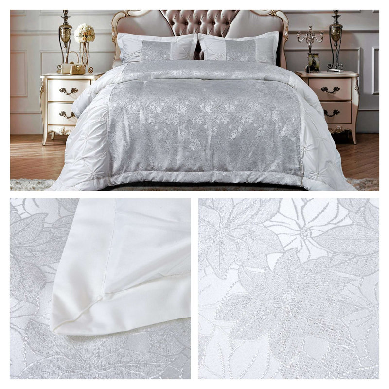Rosdorf Park Ybarra Bedspread with Pillowcases, 240 x 250cm Bedspread  + 2 Pillowcases, Gold