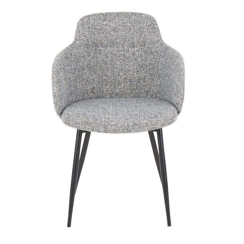 Chaise en métal noir et tissu gris, Grey, Grey