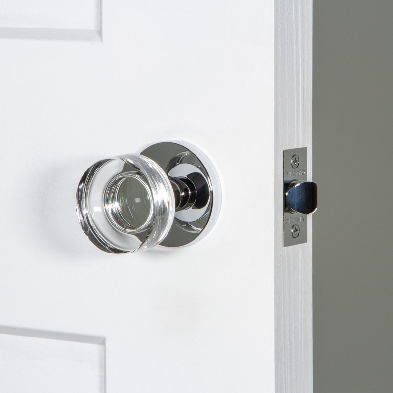 Viaggio Circolo Rosette Passage (Hall & Closet) with Circolo Crystal Knob, Bright Chrome, 2.375"