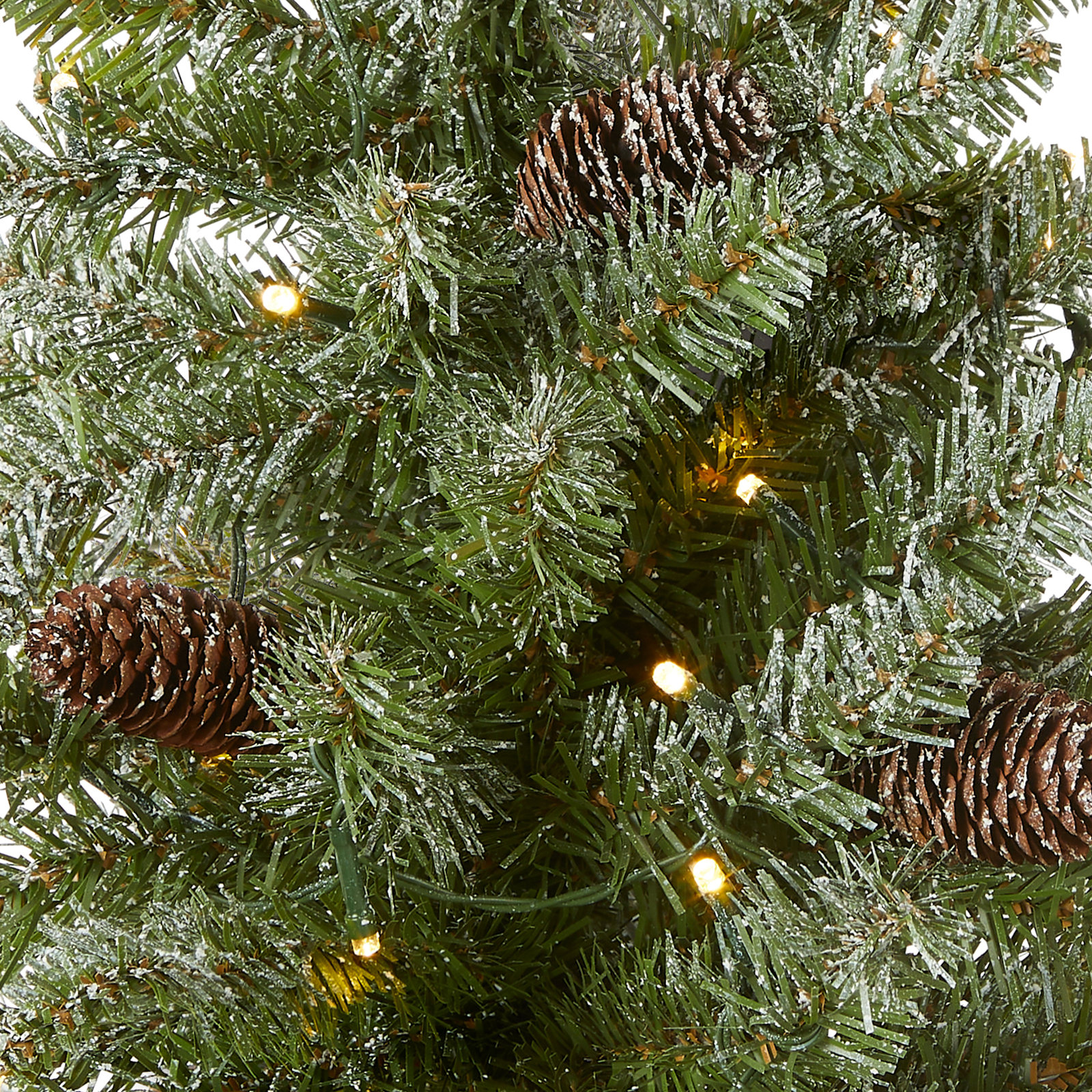 Flocked Fir Tree with LED Lights, 2'