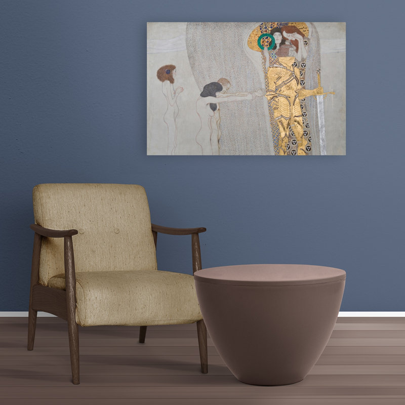 The Longing For Happiness, From The Beethoven Frieze, 1902 Abstract Contemporary Wall Art Print by Gustav Klimt - 1 Piece Wrapped Canvas Wall Art