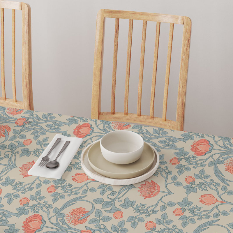 Rectangular Tablecloth, 100% Cotton, Floral 10, 104" x 60"
