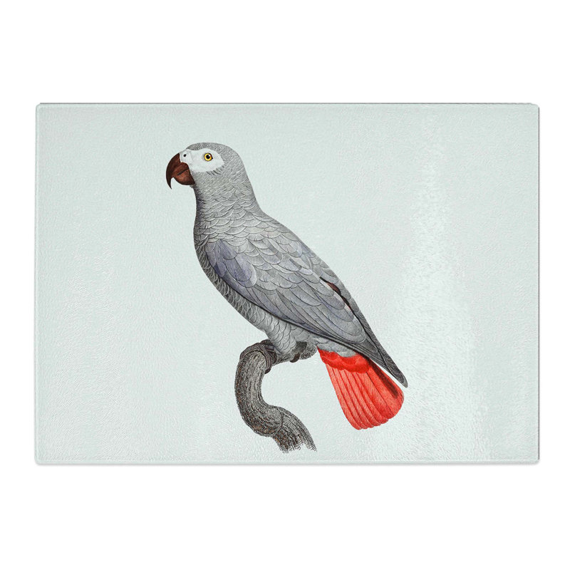 Tempered Glass a Parrot Chopping Board, 39 cm W x 28.5 cm L