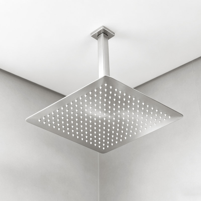 16" High Pressure Rain Shower Head With 2.5 Gpm Flow - Square Rainfall Showerhead For Bathroom, Water Saving,Brushed Nickel