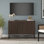Buffet 48 "cannelé avec tablettes réglables et gestion des câbles - Armoire de rangement scandinave brun aulne pour salle à manger ou salon | Ceeva