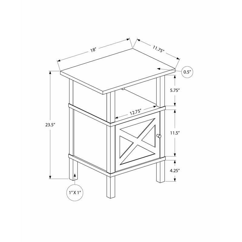 Table d'appoint avec armoire de rangement intégrée, Crème