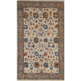 Ivory Hand-Knotted Wool Detailed Floral Sprays Classic Traditional Modern Contemporary Carpet Rug