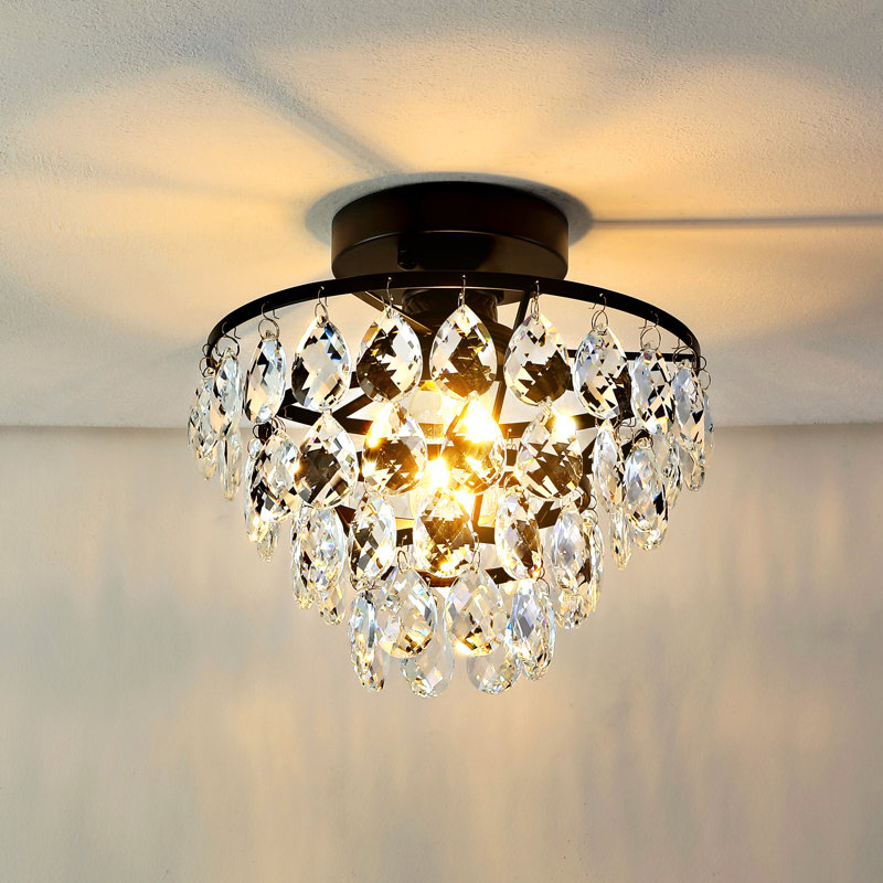 Aerolynn Crystal Flush Mount, Black