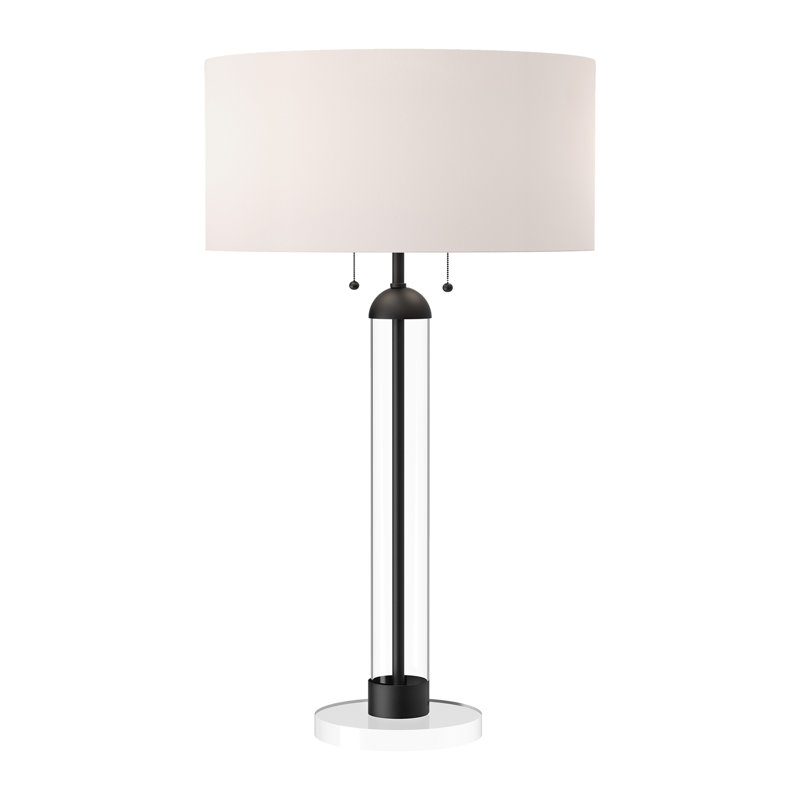 Brandi Table Lamp, Matte Black/Clear