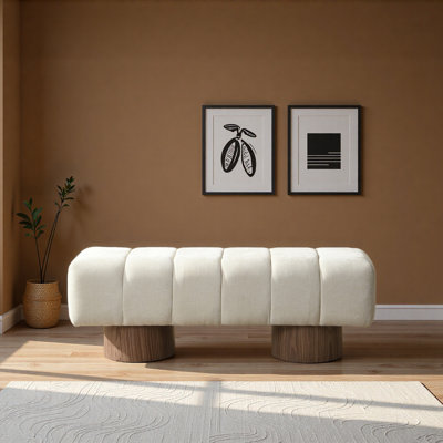 Banc rembourré 50 po en chenille beige pour salle à manger 50 po