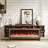 71 Inch Modern Fireplace Tv Stand For Tvs Up To 80 Inches, Mid Century Tv Console With Solid Wood Legs, Sliding Doors & Curved Design,media Console For Living Room, Brown