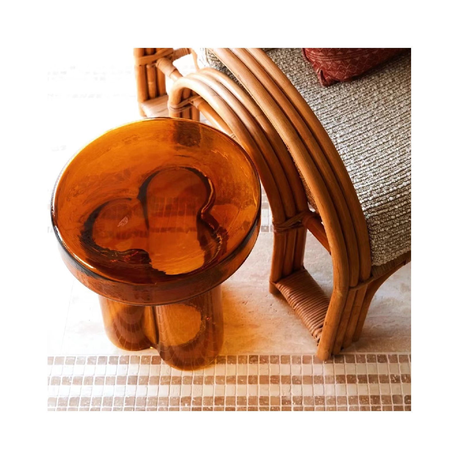 Glass End Table, Amber