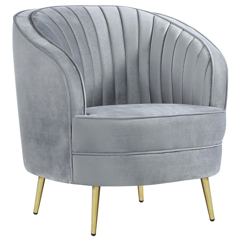 Chaise capitonnée grise et dorée