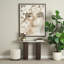 Marbrello Pink Marble Top Dark Brown Fluted Wood Half Moon Console Table