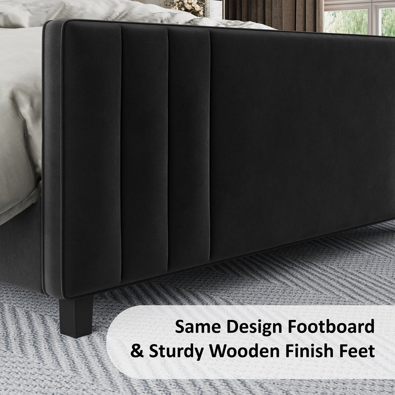 Grand lit plateforme tapissier Tole, Grand lit, Noir