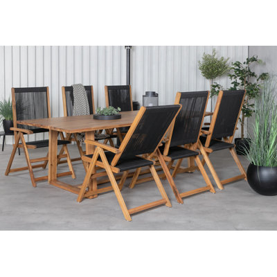 Zulma 6 - Person Acacia Solid Wood Dining Set