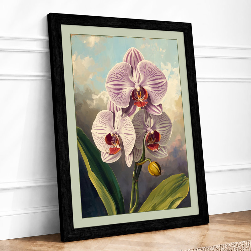 Orchid In Bloom Botanical - Print, A1 - 84.1 x 59.4 cm, Black