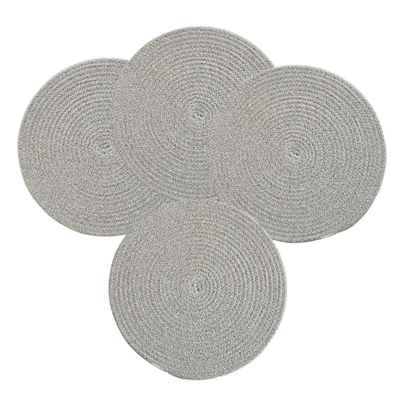 Ensemble de napperons gris réversible gris tressé en mélange de coton 14 po, ensemble de 4, gris, 14 po x 14 po
