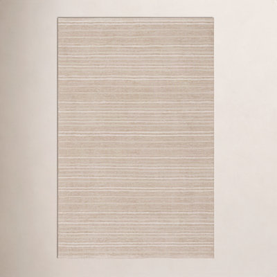 Khaki Striped Flatweave Outdoor Rug