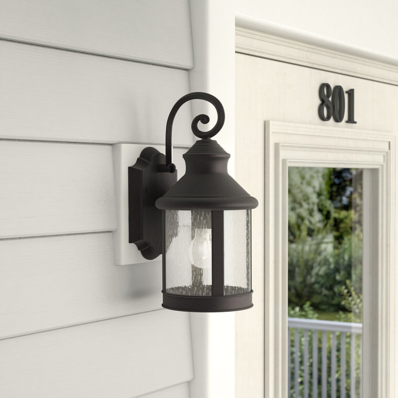 Lanterne murale d'extérieur à 1 ampoule Comisha, Noir, H 15,95 po x l 6,61 po x P 8,27 po