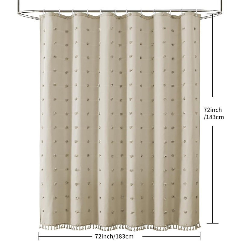 Rideau de douche Boho Farmhouse Green, Beige