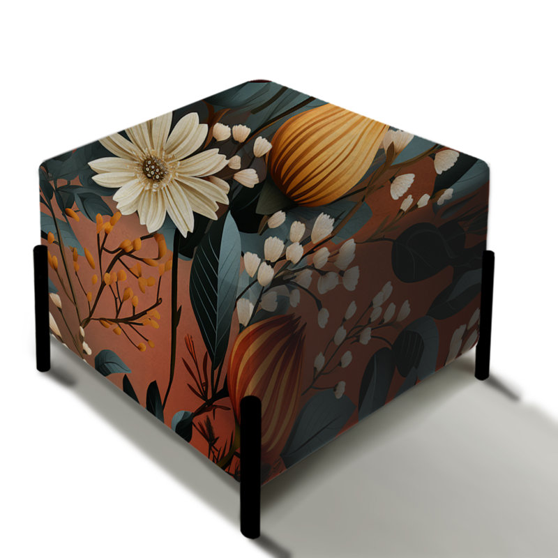 Motif floral rustique de style bohémien - repose-pieds carré floral