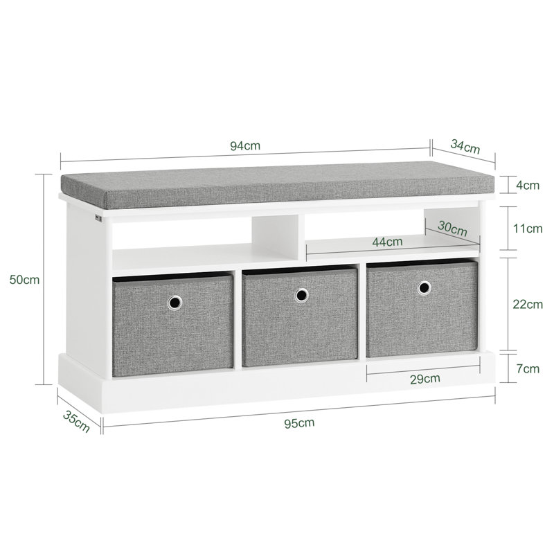 Carvalho Polyester Upholstered Storage Bench, White