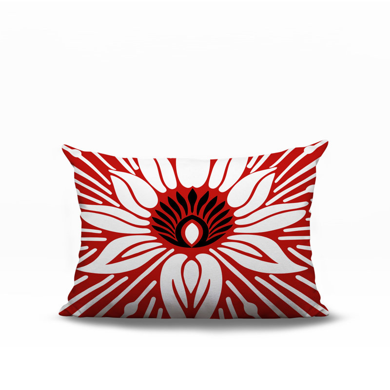 Oreiller rectangulaire réversible intérieur / extérieur Carla, Rectangle H 14 po x l 20 po, Rouge